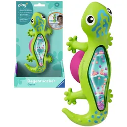 Ravensburger 4870 play+ Regenmacher: Gecko, Musikinstrument, Mini-Rassel, Saugnapf-Spielzeug, Badespielzeug