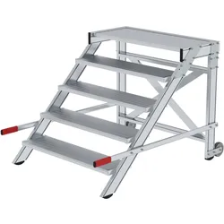 Munk, Leiter + Gerüst, Arbeitspodest fahrbar, Stufenbreite 1000 mm, Aluminium geriffelt 5 Stufen (Gerüst, 151.50 cm)