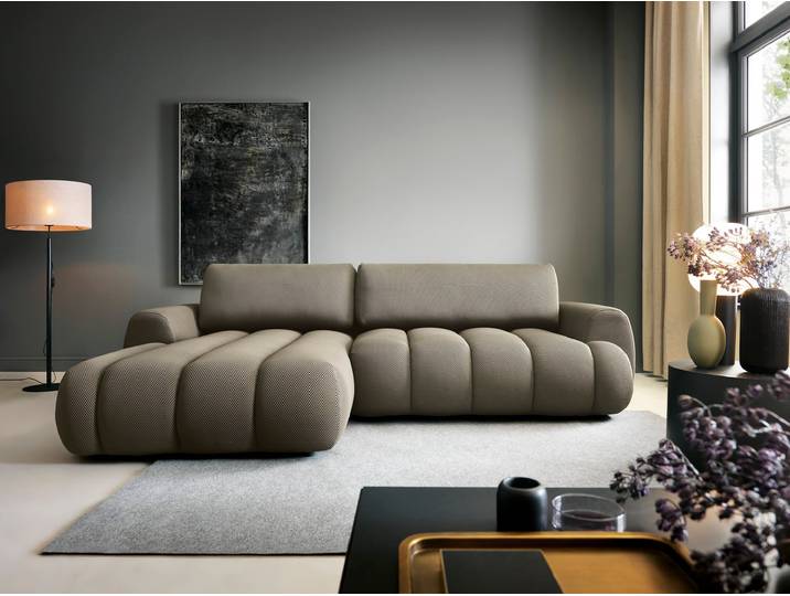 Masseno Ecksofa SITO mit Schlaffunktion und Bettkasten, Ausziehbares Bettsofa - Braun, SONIC 40