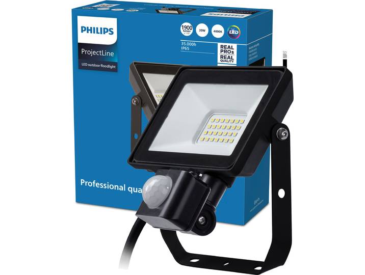 Philips Scheinwerfer, Schwarz, IP65, Metall, I, U-Halterung, 20 W