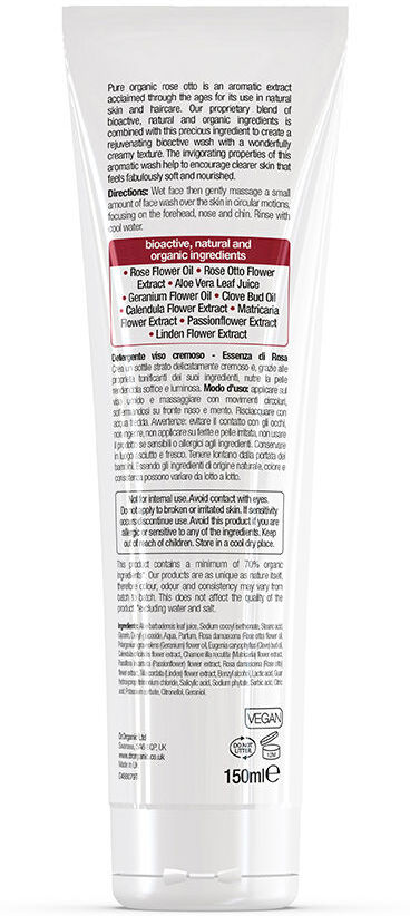 Dr. Organic Rosa De Damasco limpador facial cremoso 150 ml