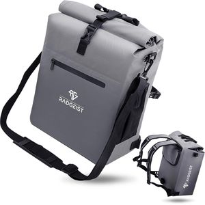 Radgeist Gepäckträgertasche RG-BP-GR-02, grau, 25 Liter, Rucksack, Umhängetasche, wasserdicht, reflektierend