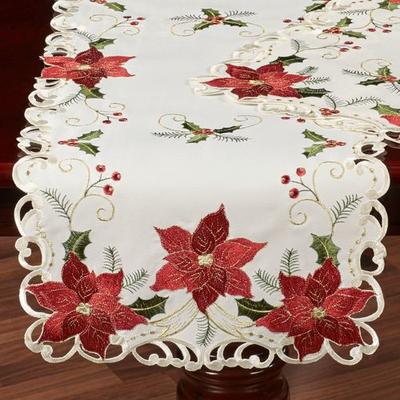 Touch of Class Poinsettia Palace Table Runner Champagne, 14 x 90, Champagne