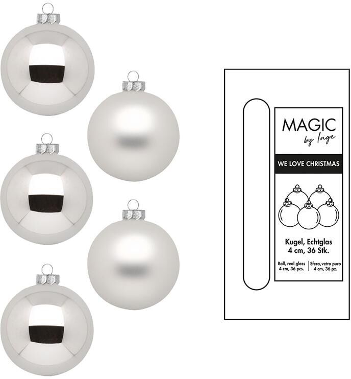 Weihnachtsbaumkugel "Inge Weihnachtskugel, Frosty Silver", silber (silberfarben), Ø:4cm, Glas, Weihnachtsbaumkugeln, Weihnachtsbaumkugel silberfarben 4cm