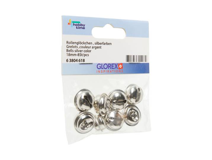 Glorex Rollenglöckchen Silber 18 mm 8 Stück