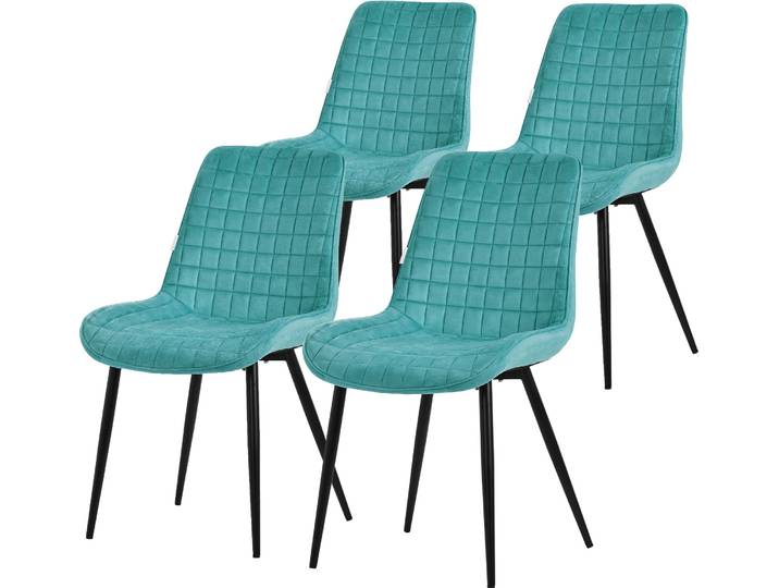 ML-Design Esszimmerstühle 4er Set, Petrol, Sitzfläche aus Samt mit schwarzen Metallbeinen, Küchenstühle mit Rückenlehne