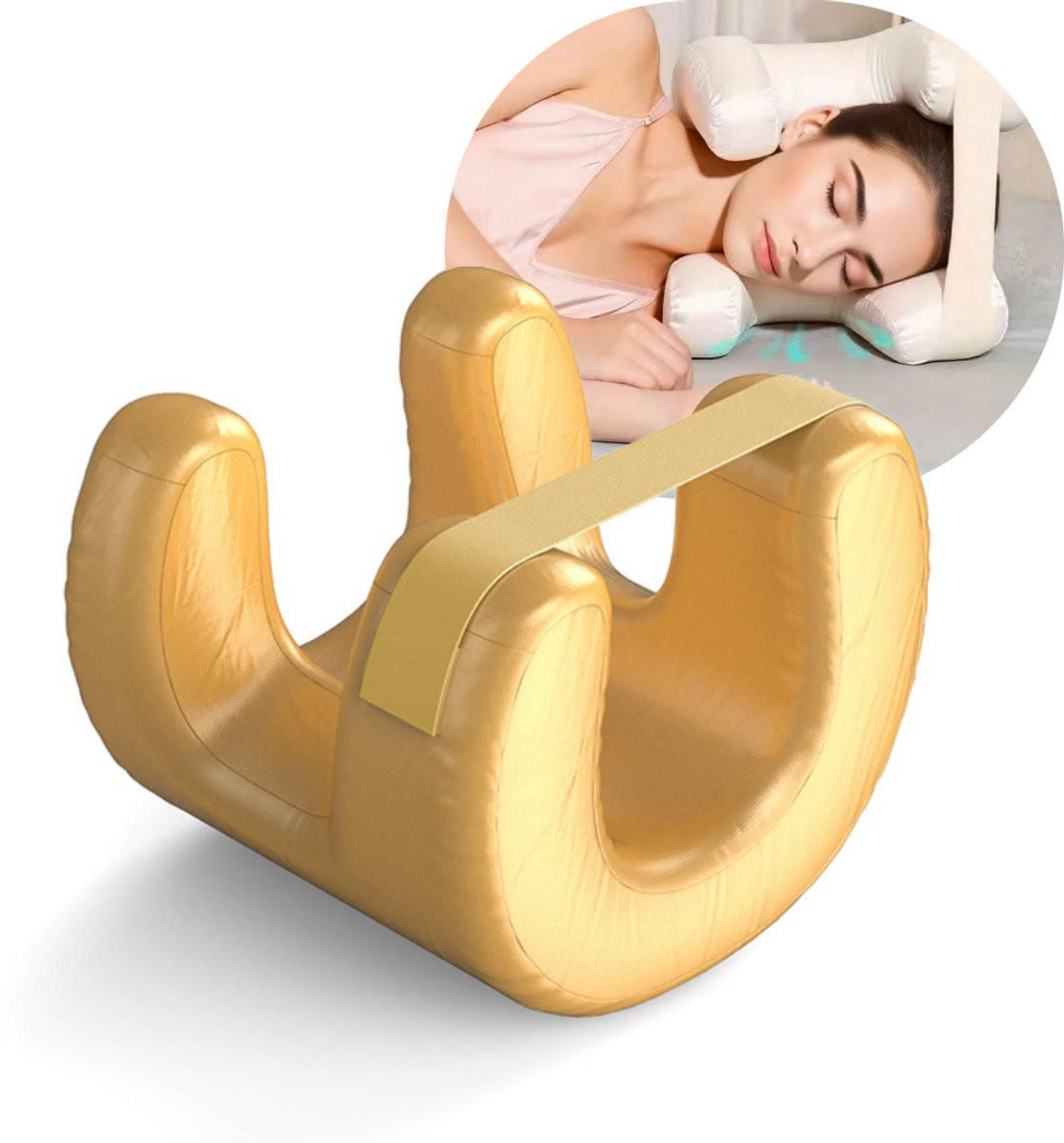 Mainius Anti-Rimpel Kussen - Goud - Ergonomisch Beauty Slaap Kussen met Zijde Zachte Silk Touch Hoes