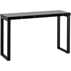 KADIMA DESIGN Konsolentisch Marmor-Optik Schwarz Hochglanz 120x40x76 cm Design Anrichte Flur, Ablagetisch Schmal, Flurtisch mit Metallbeine, Dielentisch Lang Hoch,