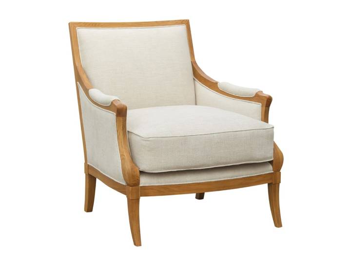 Fauteuil en chêne et tissu lin lin