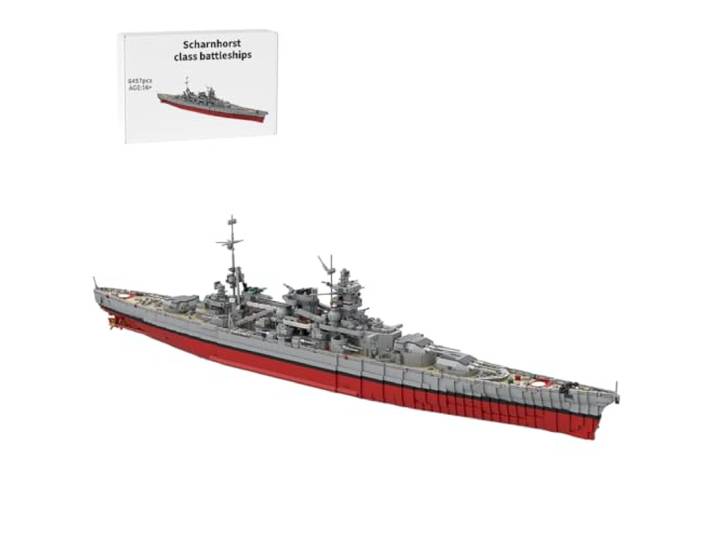 ToyGhillied Militärische Modellbausatz, Deutsche Scharnhorst-Klasse Panzerkreuzer-Klemmbausteine, Sammler-Edition WWII Kriegsschiff Fortgeschrittener Bausteinbau für Erwachsene (6457Teile)