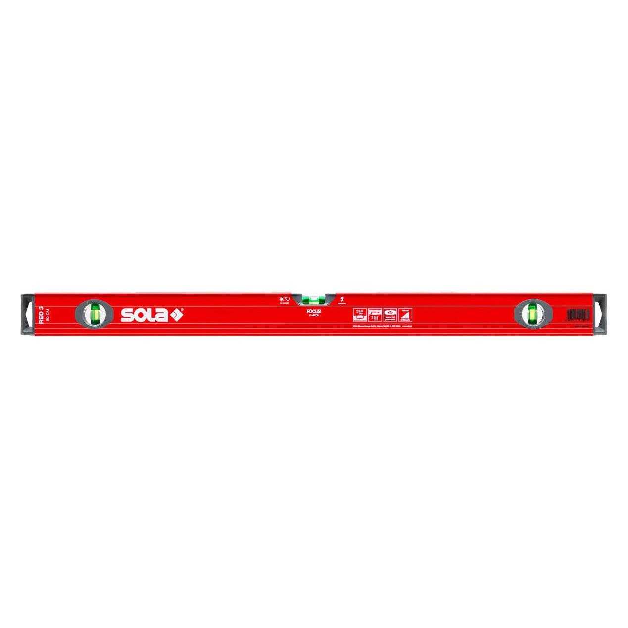 Sola Messwerkzeuge 1215101 Alu-Wasserwaage Red 3 80" 80 cm in rot, 800 mm (80 cm) (01215101)