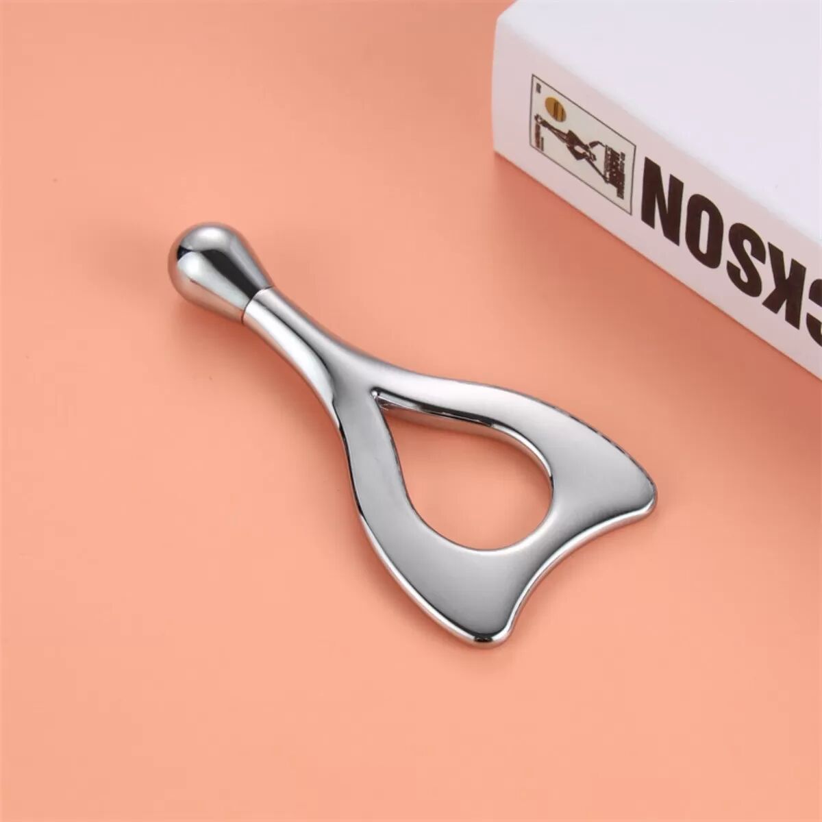 INF Metall Gesichts Beauty Schaber - Gesichts Lifting Roller Massage Werkzeug Silber