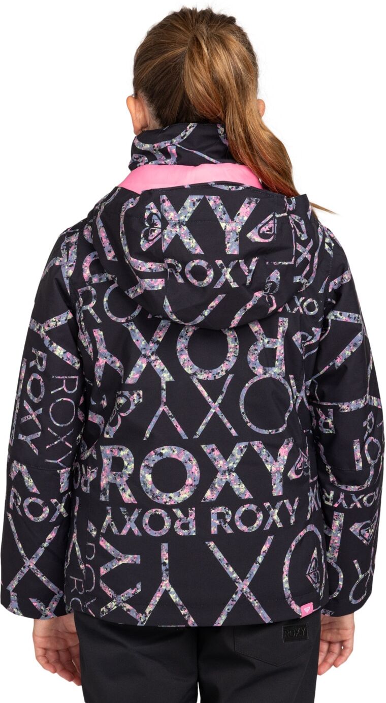 Snowboardjacke ROXY "Roxy Jetty", Mädchen, Gr. 8, rosa (schwarz lluvia rg), Obermaterial: 55% Polyester, 45% Polyester., Jacken Snowboardjacke schwarz lluvia rg 8