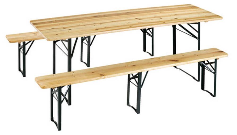 Camping-Esstisch-Set mit Banken, 3-Bein-Struktur, 220x70 cm