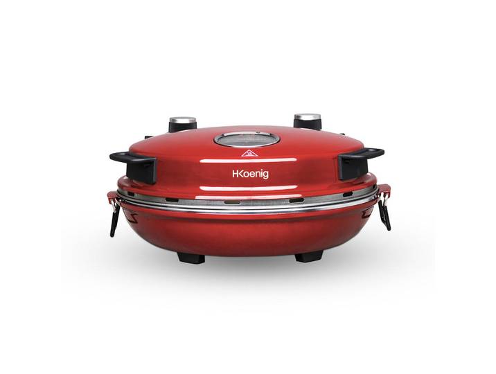 HKoenig Pizzaofen Napl350 Rot, Pizza Durchmesser 32 cm, 210 Grad C, Keramik Steinplatte, Aluminum, Metall, 35x15.5x35.5 cm, Kochgeschirr, Küchengeräte, Küchenmaschinen