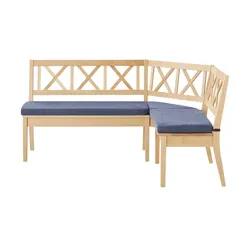 Woodford Eckbank massiv Olivia ¦ blau ¦ Maße (cm): H: 90