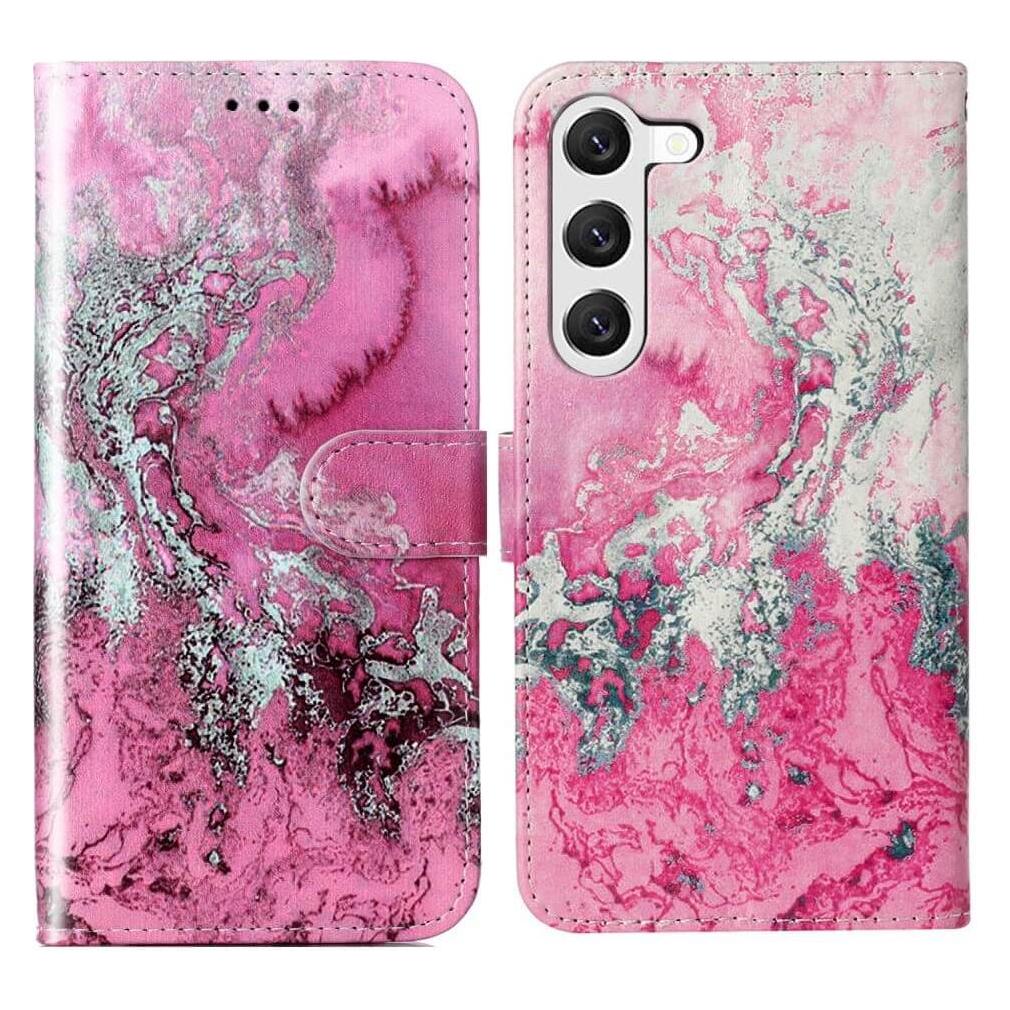 Cover-Discount Leder Etui Hülle Marble weiss (Samsung Galaxy S24) (660163453J)