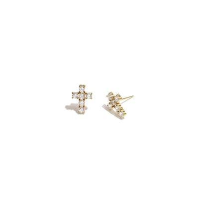 Paar Ohrstecker ADELIA´S "LIVAYA Kreuz - Ohrringe Ohrstecker aus Edelstahl mit Strass", Damen, Gr. Damen, Edelstahl, gold (silberfarben), Ohrringe, Stylisch akzentuiert durch das Kreuzmotiv mit Strass