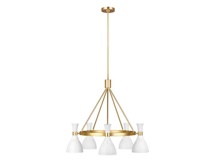 Elstead Lighting Kronleuchter, Weiss, Messingfarben, Metall, 89.3 cm, RoHS, Lampen & Leuchten, Innenbeleuchtung, Kronleuchter