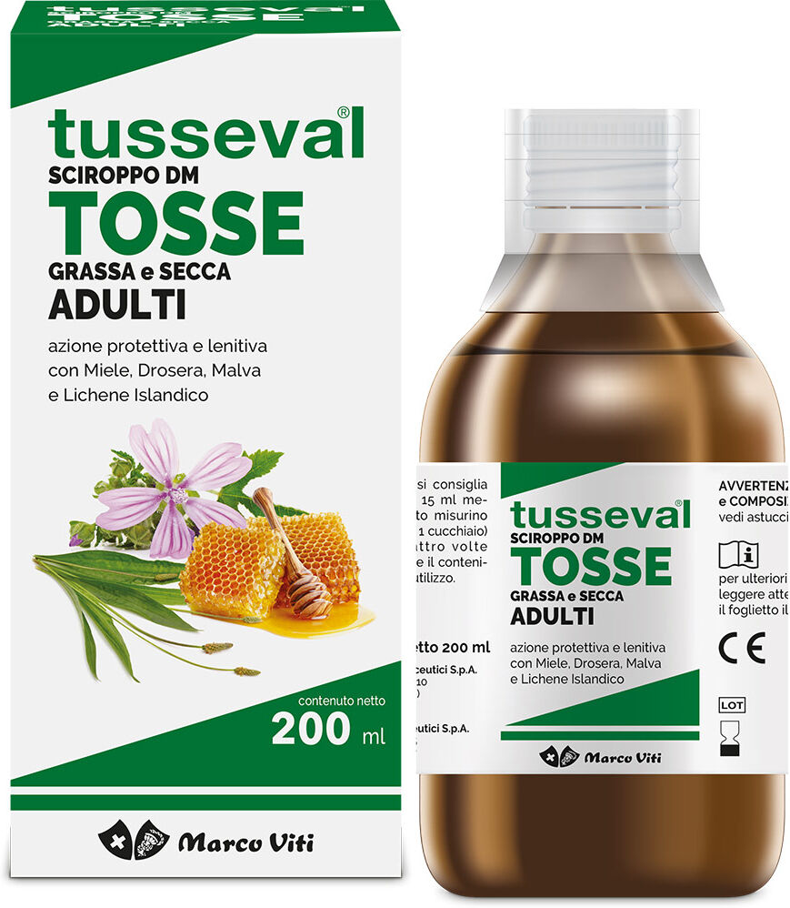 MARCO VITI FARMACEUTICI SpA Tusseval, Sciroppo Adulti Tosse Grassa e Secca, 200 ml