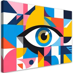 LEINWANDBILD Buntes minimalistisches Auge 100x70cm
