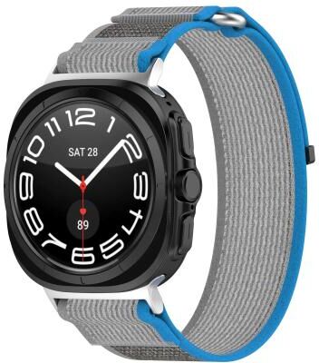 Everyday Crate Samsung Galaxy Watch Ultra 47mm Nylon Watch Band Adjustable Hook And Loop Strap Breathable Sport Loop blue+gray