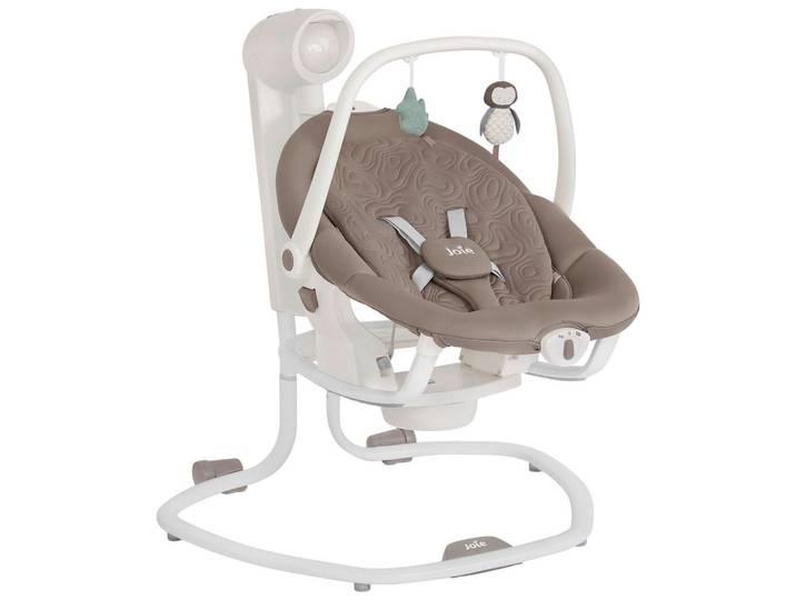 Joie Signature Schaukelwippe Serina 2in1, Schlamm, 69x83x85 cm, EN 1273, anatomisch geformte Liegefläche, Bezug abnehmbar, waschbar, Sicherheitsgurt, Spielbogen, Wippe feststellbar, elektronische Wippfunktion, Vibration, Musik, Schaukelfunktion, Babymöbel, Babywippe