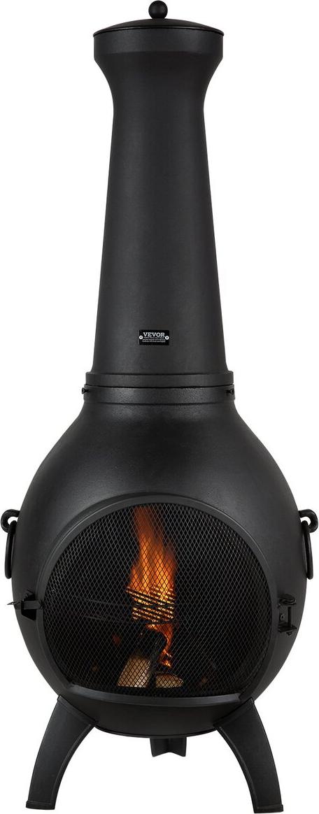 22-Zoll-Chiminea-Außenkamin aus Aluminium mit Grillrost und Kaminmantel