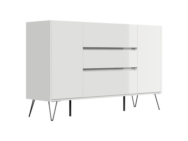 Mid.you Sideboard Posseik Industrial, Weiß Hochglanz, Metall, 3 Schublade(n) Schubladen, 155x93.6x42 cm, stehend, Wohnzimmer, Kommoden & Sideboards, Sideboards