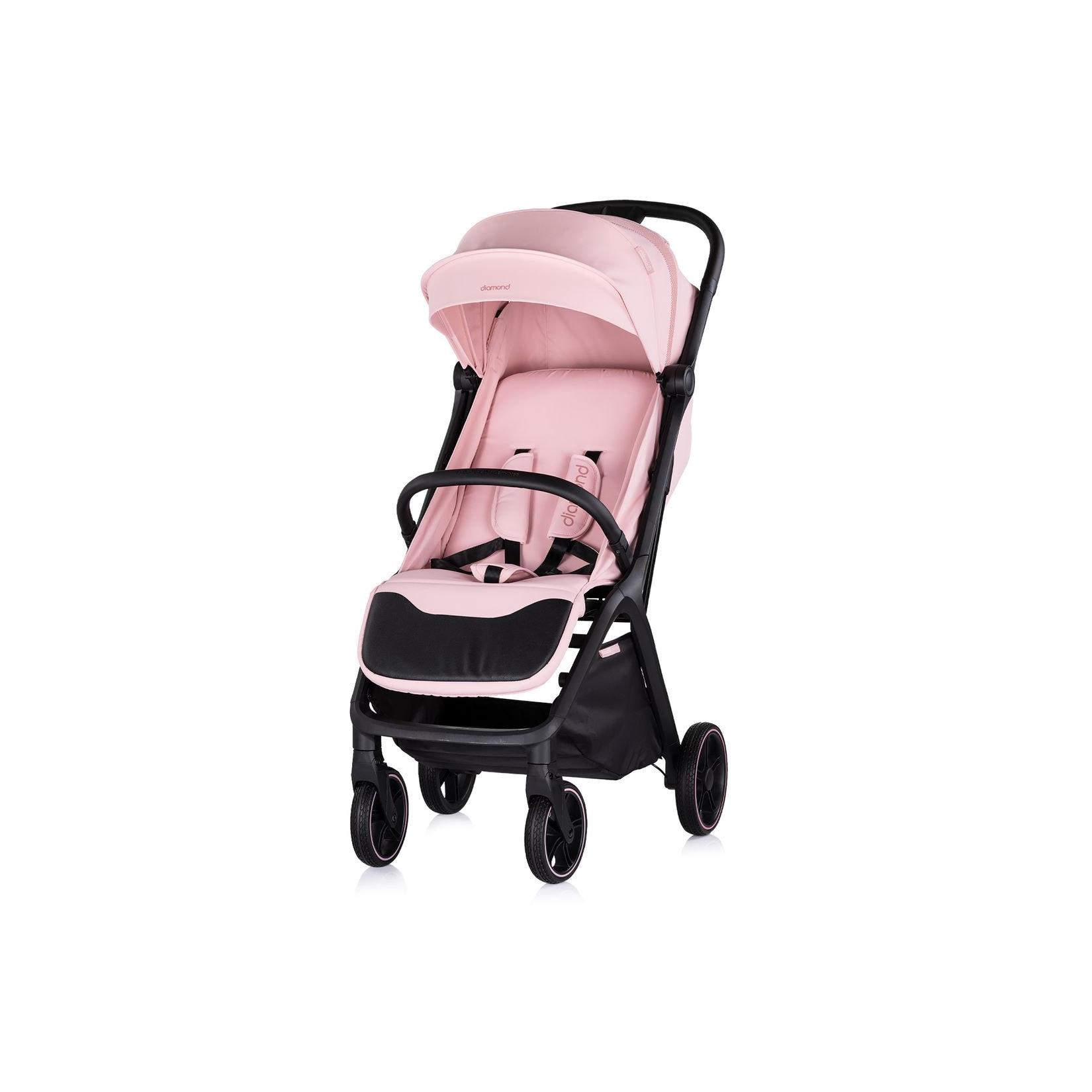 Chipolino Kinderwagen Diamond klappbar, Korb, PU-Rollen, Sonnendach, Beinstütze rosa