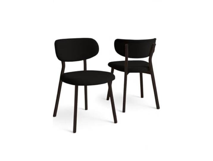 Hanah Home Modern Chair Set (2 Pieces), Black & Brown Boucle, 46 x 45 x 85 cm 100% Metal Frame, Plywood Back, Comfortable Foam Scandinavian Design