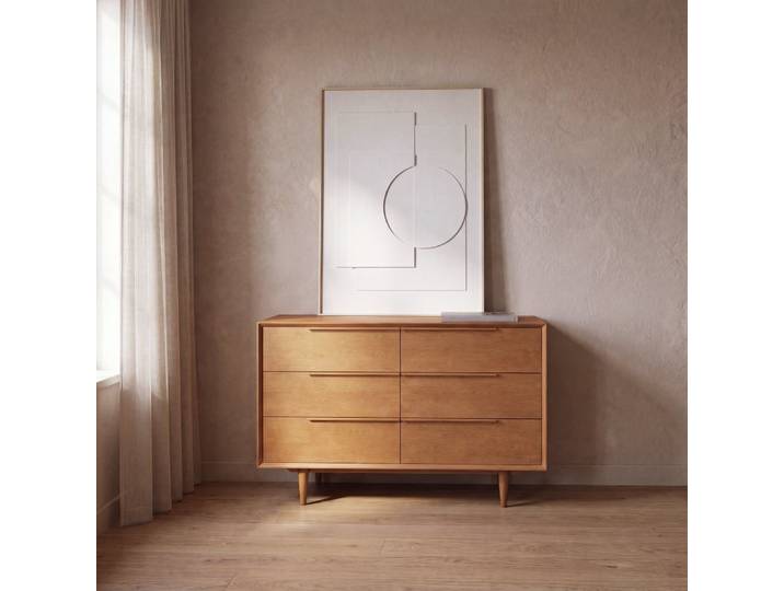 Commode double 6 tiroirs, L125 cm