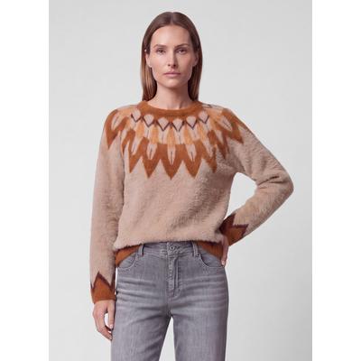Strickpullover RABE "Pullover", Damen, Gr. 46, beige (braun), Obermaterial: 100% Polyamid, gemustert, gerade, Pullover Strickpullover