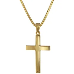 trendor 75263 Kreuz-Anhänger Gold 333 (8 Karat) + Goldplattierte Kette, 42 cm