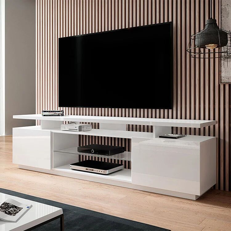 garneroarredamenti Mobile porta TV 180x56h cm bianco lucido Blackburn