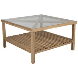 Gartencouchtisch Varm aus Teakholz mit Glasplatte, modern, natur, 100x100 cm, Outdoor