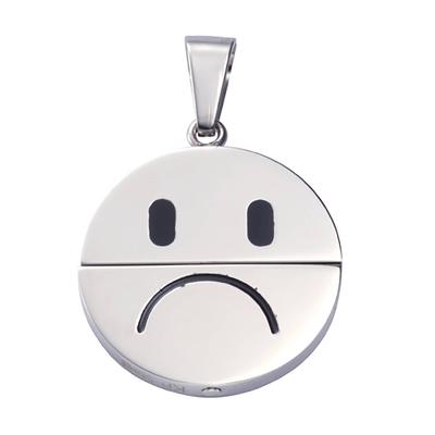 Kettenanhänger VIVANCE "Edelstahl Smiley", weiß, Schmuckanhänger, Damen, one-size, Edelstahl, 6,7 g, Kettenanhänger