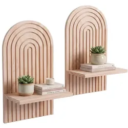 Relaxdays Wandregal Boho 2er Set Hellbraun