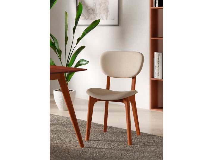 Stuhl HOME AFFAIRE COZY Made in Italy , beige (beige, kirsch, beige), B:50cm H:88cm T:62cm, Polyester, Stühle, Stuhl, Gestell in Buche, Kirsch- oder Nussbaum, Massivholz, Design Stuhl