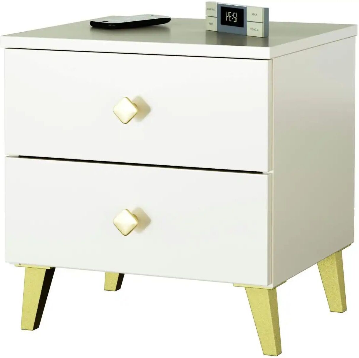 Höffner Nachttisch mit 2 Schubladen Luna ¦ beige ¦ Maße (cm): B: 40 H: 43