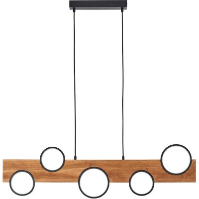 BRILLIANT LED Pendelleuchte "Cheesy", schwarz (matt schwarz, holz), 1 Stk., Leuchten, 150 x 100cm, 4100lm, 3000K, Holz/Metall, natur/schwarz, LED Pendelleuchte