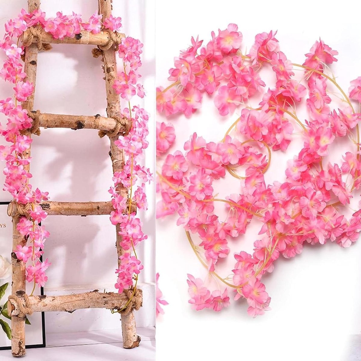 Roze Kunstige Kersenbloesem Slinger - Decoratieve Bloem Slinger voor Feestdecoratie - 3x 180 cm
