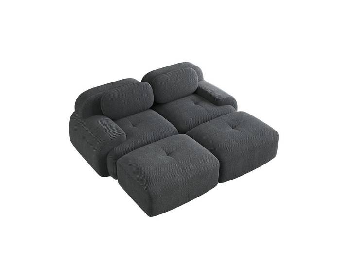 EXTSUD Sofa 2-Sitzer Sofa aus Cordsamt mit Chaiselongue, ergonomisch & rutschfest, rutschfest, ergonomische Armlehnen und hochelastische Polsterung