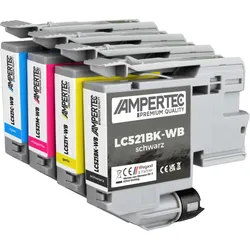 4 Kompatible Tinten ersetzt Brother LC-521 Multipack KCMY
