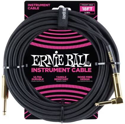 Ernie Ball Cabo De Instrumento Trançado Jack-jack Sa Neon / Amarelo 5,49m