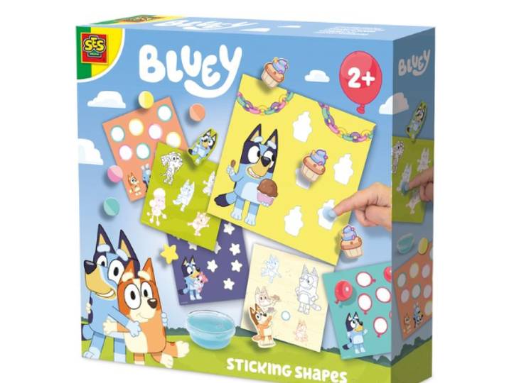 SES Bluey-vormen plakken - Knutselset - Vormen leren herkennen