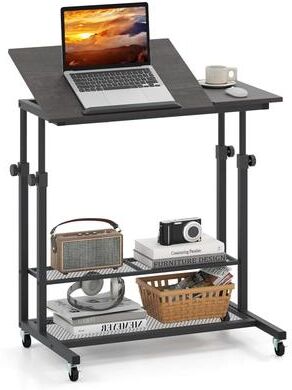 Mobile Standing Desk Adjustable Computer Desk w/Tilting Desktop