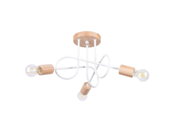 Lustre acier/bois blanc h 26 cm