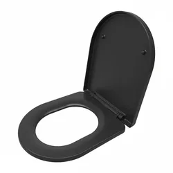 Relaxdays Toilettendeckel mit Absenkautomatik, Quick Release, 36 x 42 cm, Duroplast, Montage von oben, D-Form, anthrazit