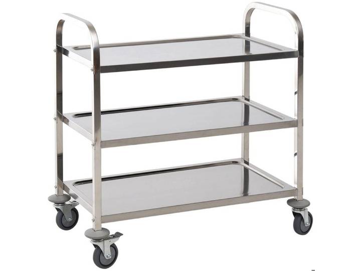 Desserte de cuisine - HOMCOM - roulettes 3 étagères chariot rangement acier inox - inox - 90 5x50 5x88 2cm - argenté